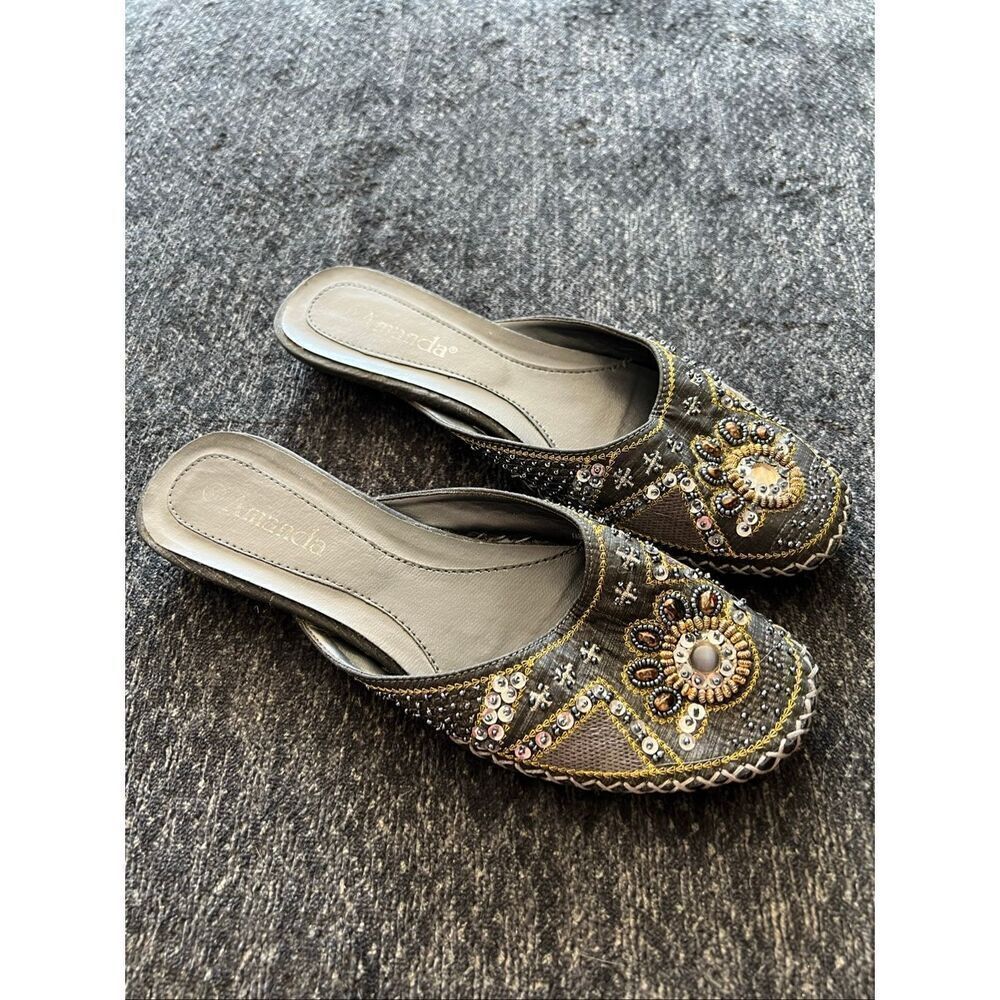 Amanda Embellished Beaded Slip-On Katmandu Slippers size 9